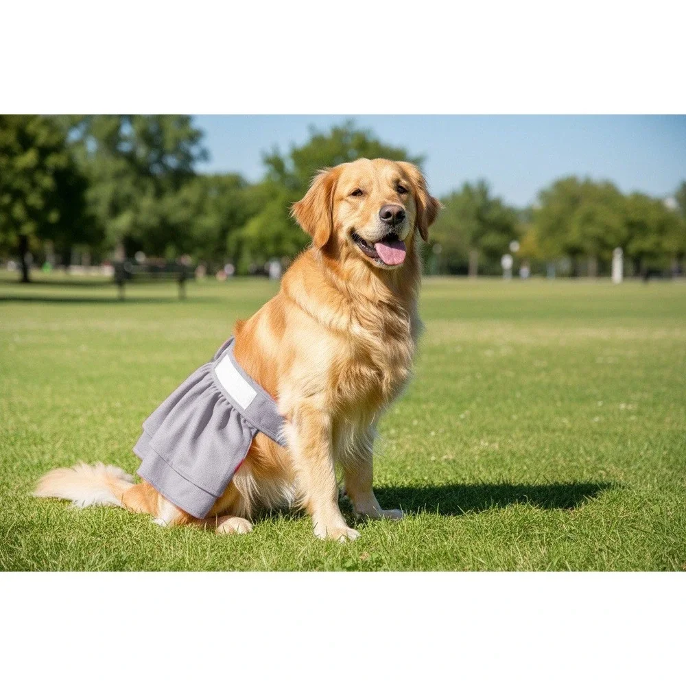 Gray Ruffle Tutu Dog Diaper Reusable Female Pet  XL